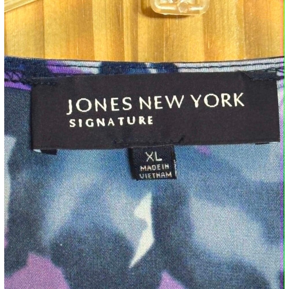 Womens XLg Jones New York Cowl Neck Blue Floral Top EUC - Picture 4 of 5